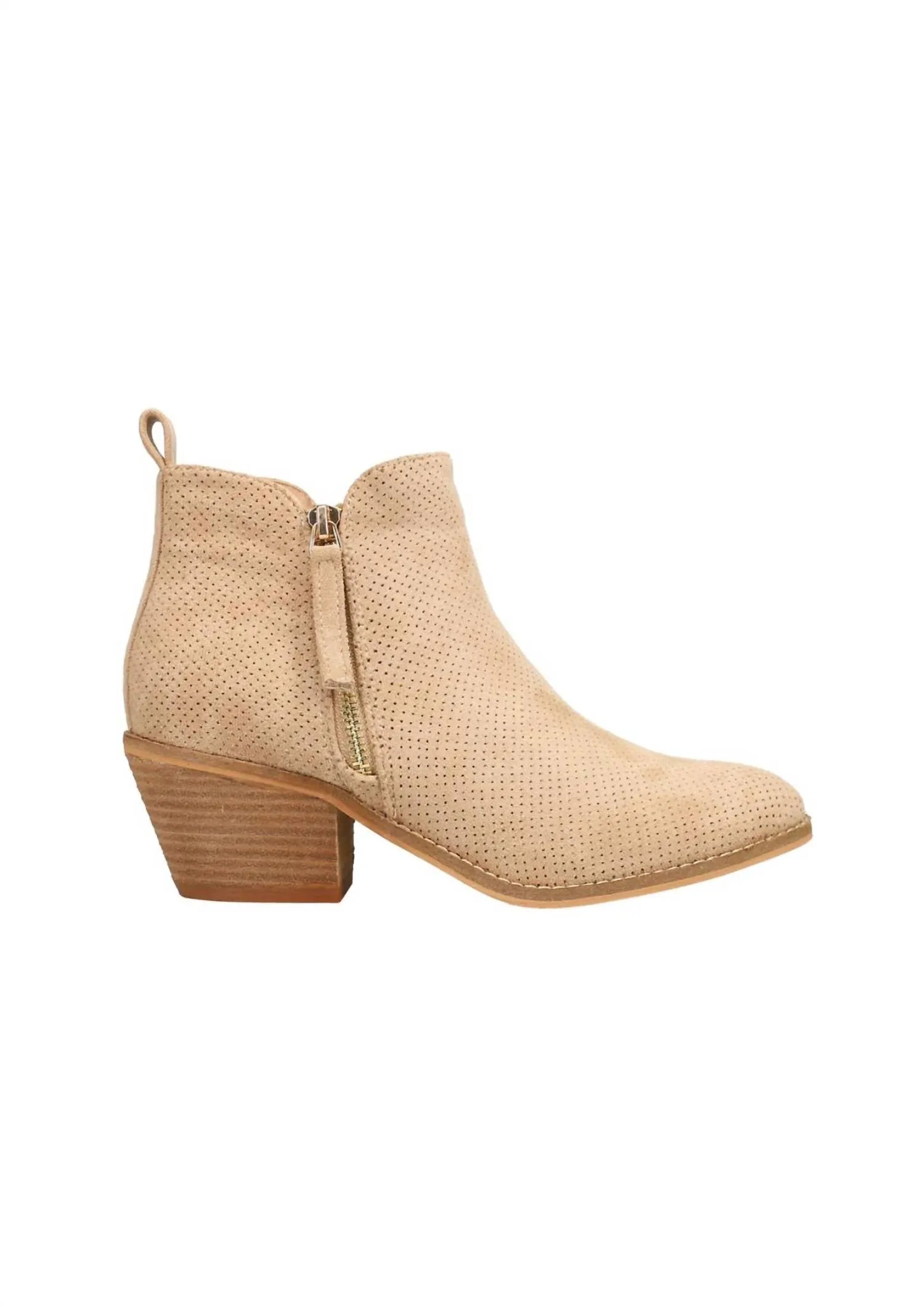 Clean Silhouette Minimal Aesthetic Women's Spooktacular Chunky Bootie In Sand Suede