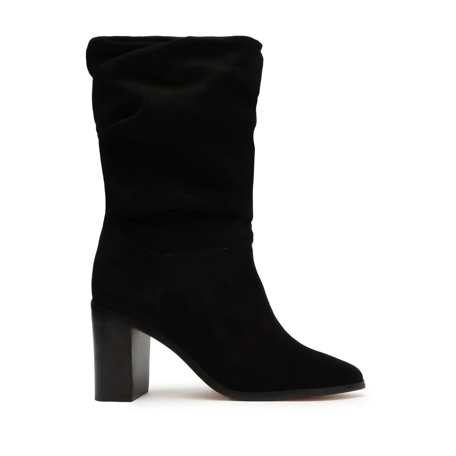 Women Ashlee Block Suede Bootie In Black Flexible Frame Weather Resistant User