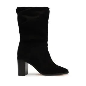 Women Ashlee Block Suede Bootie In Black Comfortable Padding Avant Mood