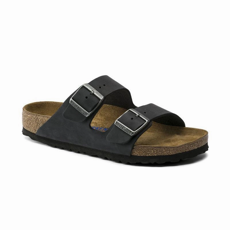 City Look Women's Arizona Soft Footbed Black Oiled Leather