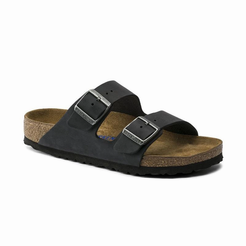 Effortless Look Women's Arizona Soft Footbed Black Oiled Leather