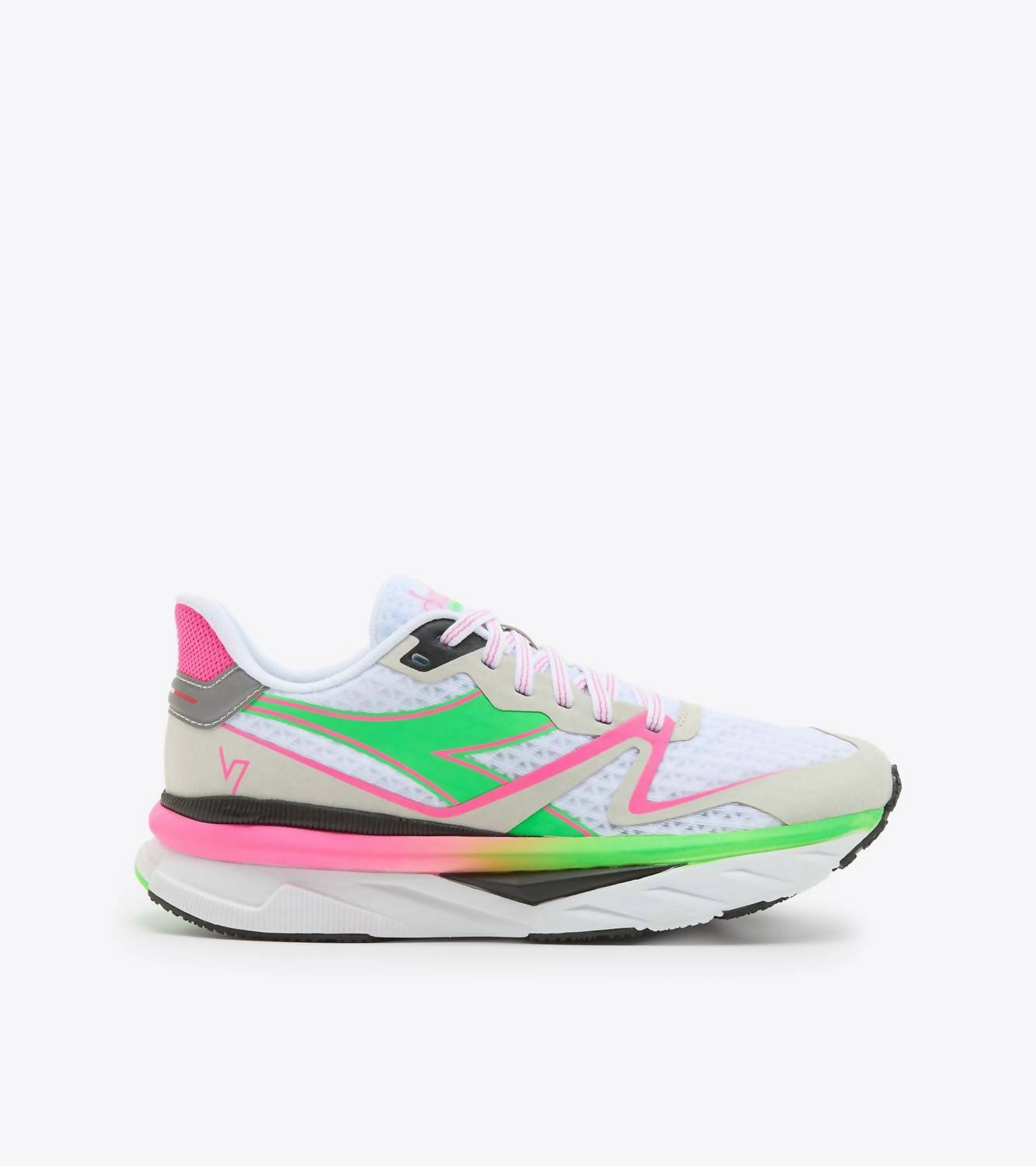 Women??S Atomo V7000 Running Shoe In White Green Fluo Pink Breath Flow posture support