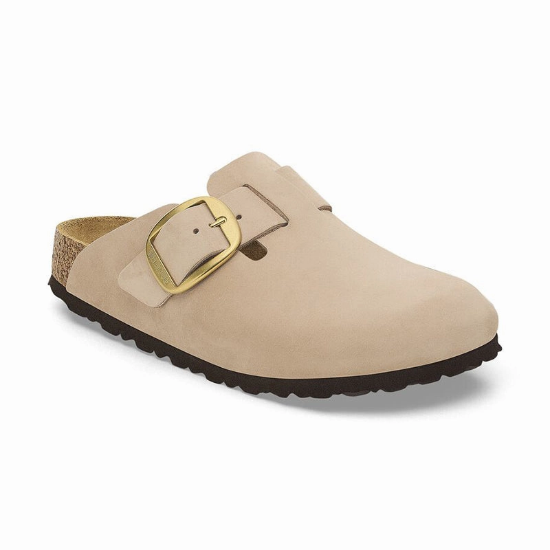 Women's Boston Big Buckle Narrow Sandcastle Nubuck Soft Cushioned Upper Quick Lace Mechanism