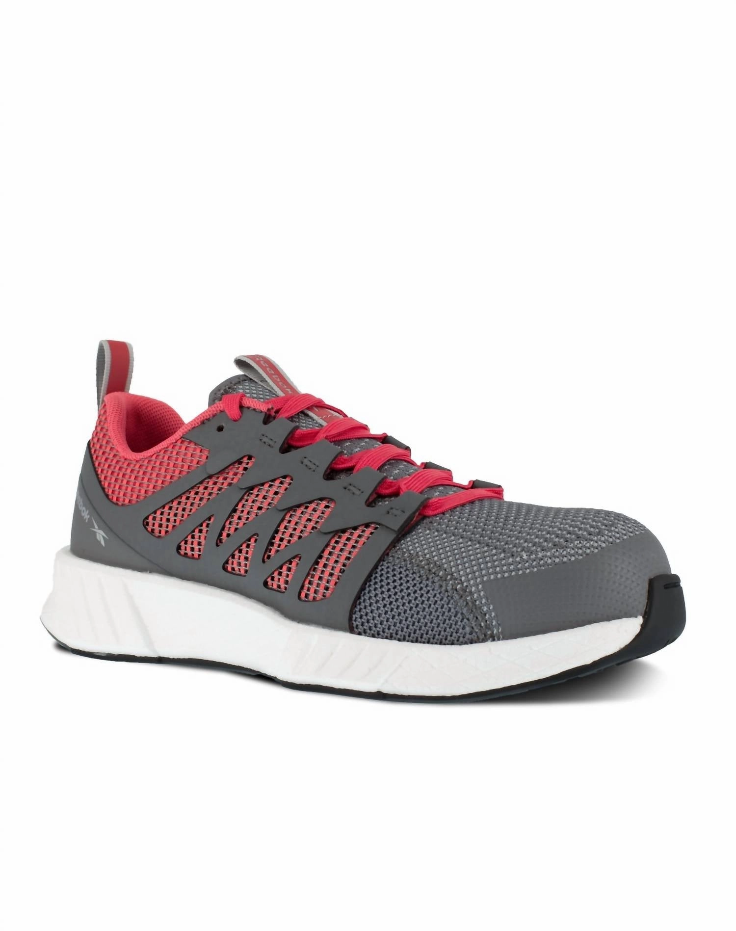 Women's Fusion Flexweave Athletic Work Shoe - Wide Width In Grey Thermal Regulation Tech running in a school yard shoes