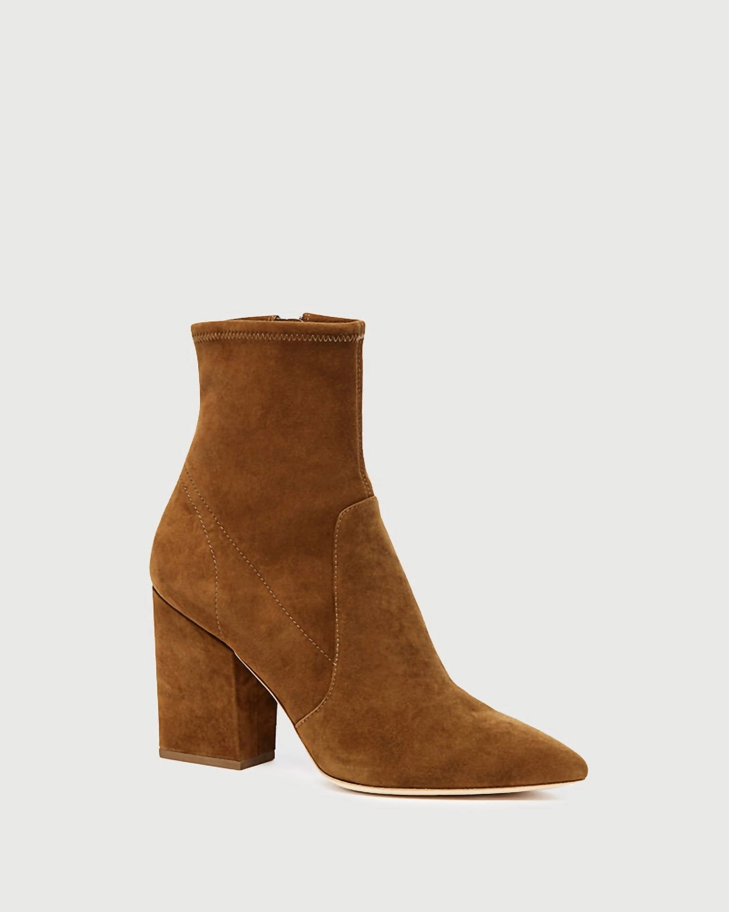Women's Isla Cacao Suede Slim Ankle Bootie In Brown Western Style