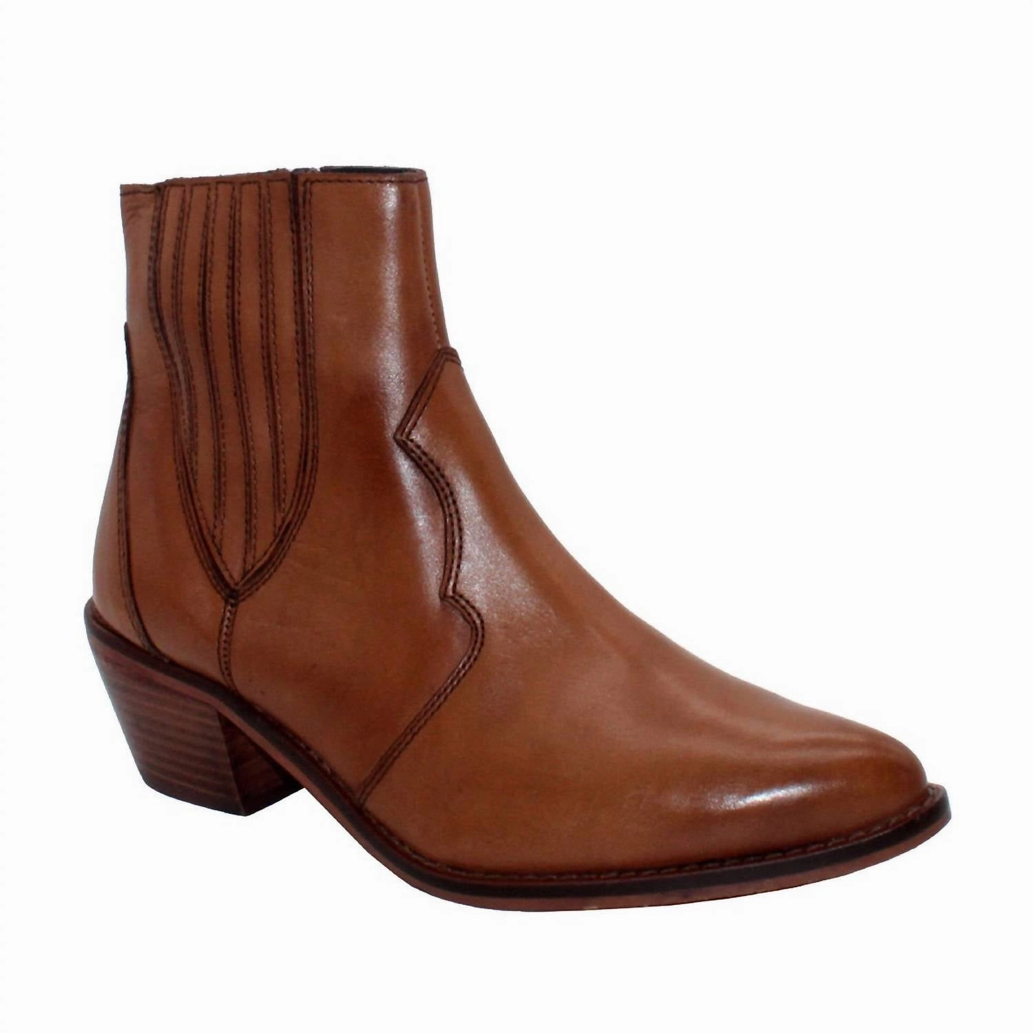 Adjustable Gusset Design Weekend Escape Women's Peacemaker Chelsea Leather Bootie In Tan