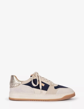 Impact Resistant Plate Women's Pintado Leather Trainer In Navy White