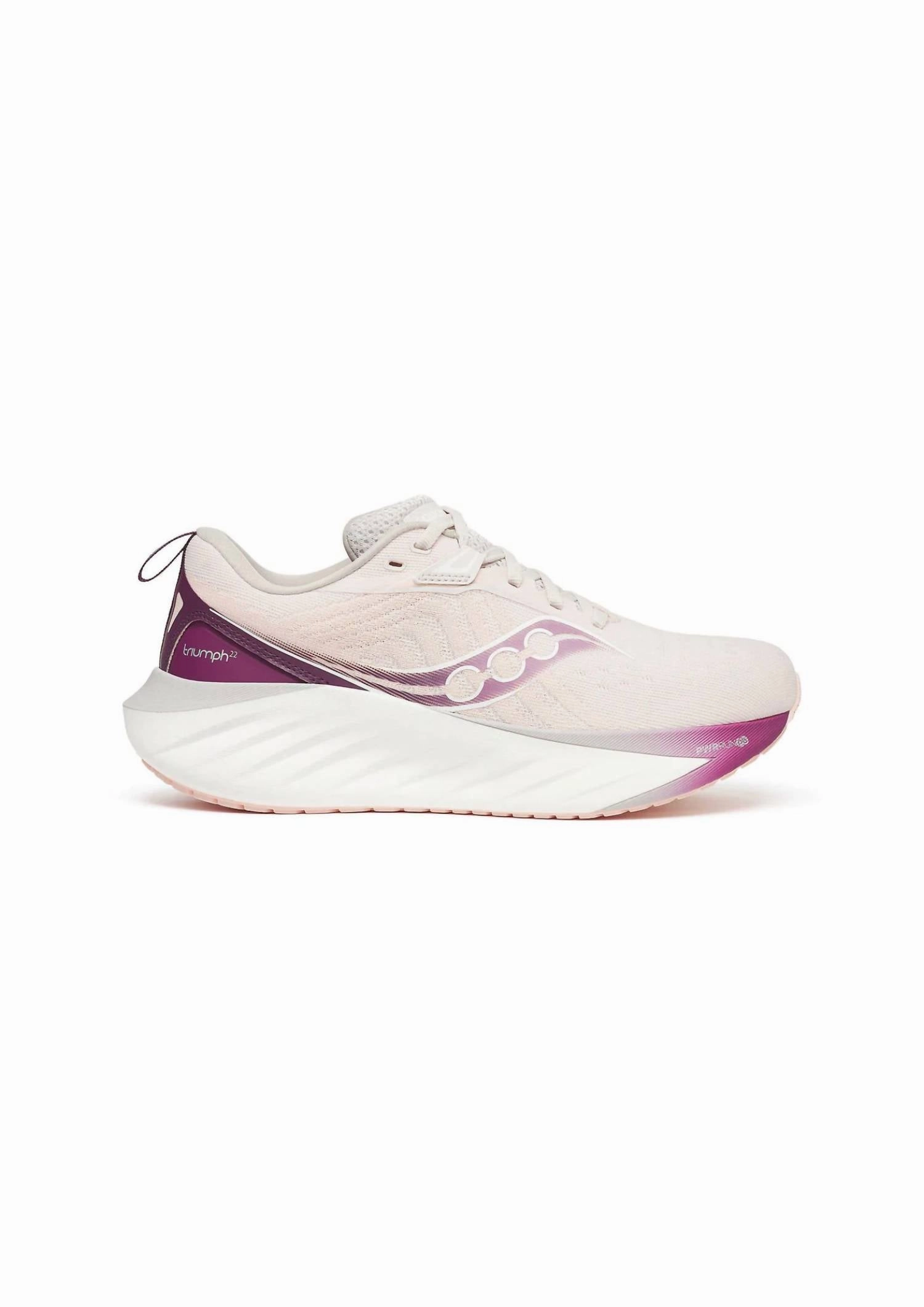Women's Triumph 22 Running Shoes In Moon/eggplant Pronation Correction Tech Vertical Flex Channels