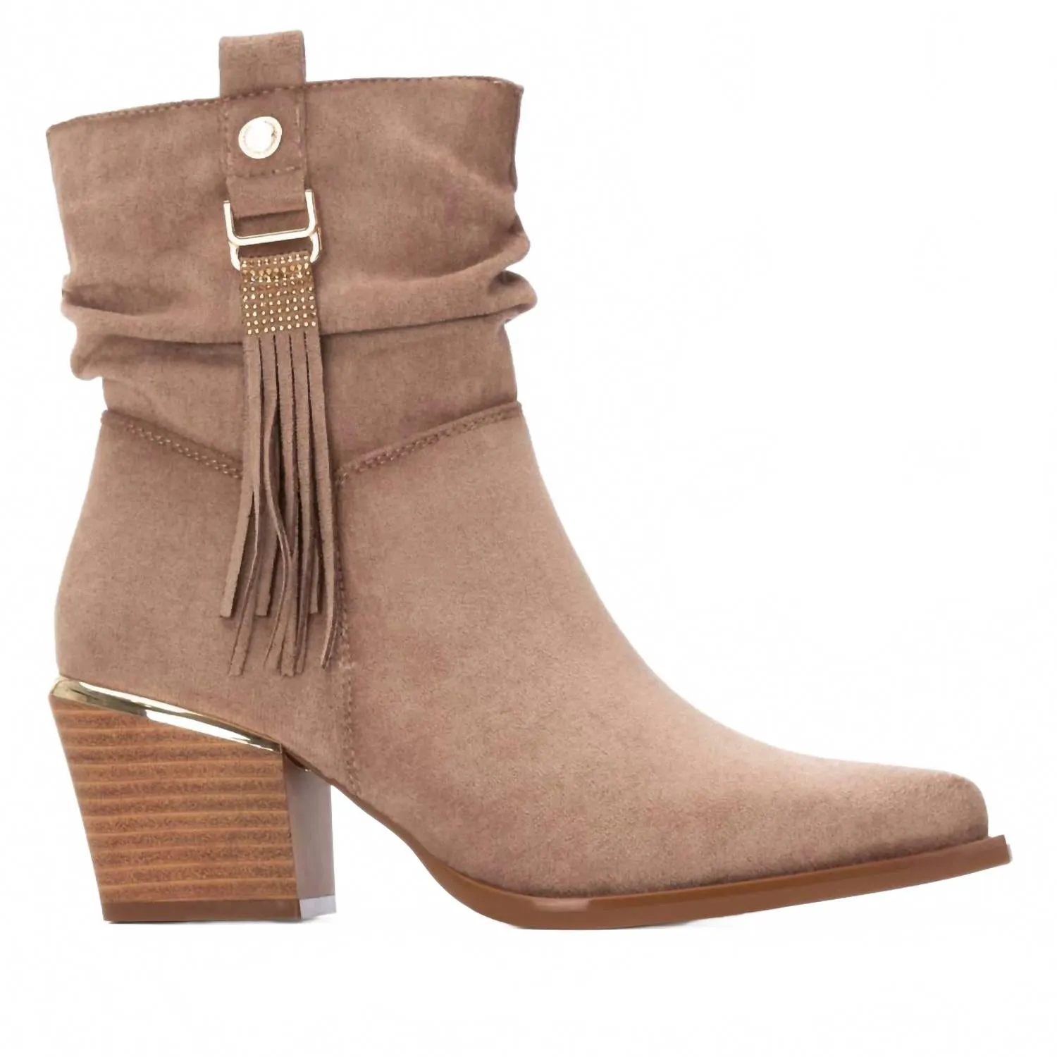 Women's 144461 Block Heeled Booties In Beige Impact absorption Shock Absorbing Backcountry Camper