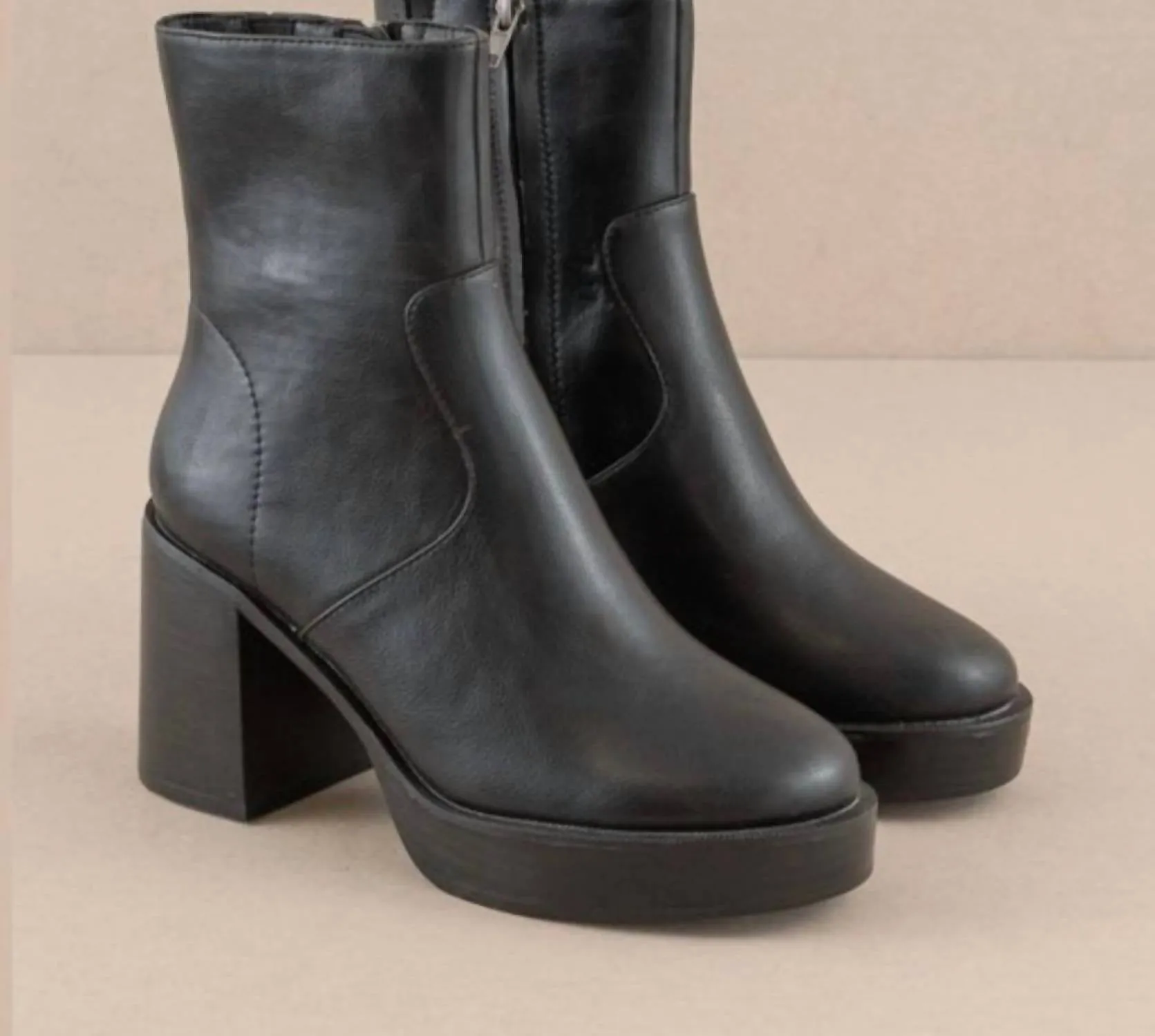 Leather Lining Women's Alexandra Platform Bootie In Black