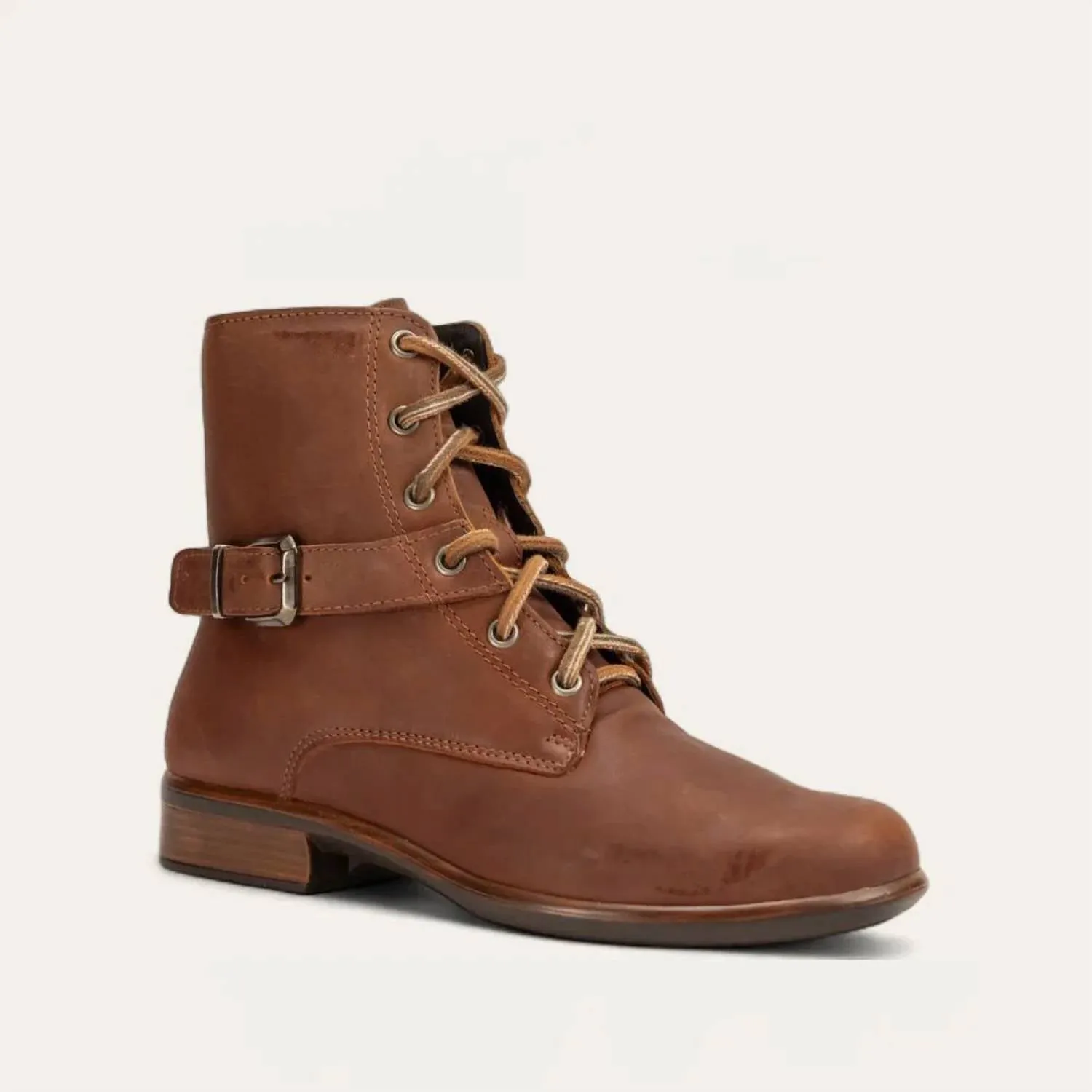 Padded Interior Rough Trail Hiker Slip   Resistant Lug Women's Alize Bootie - Medium In Soft Cognac Leather