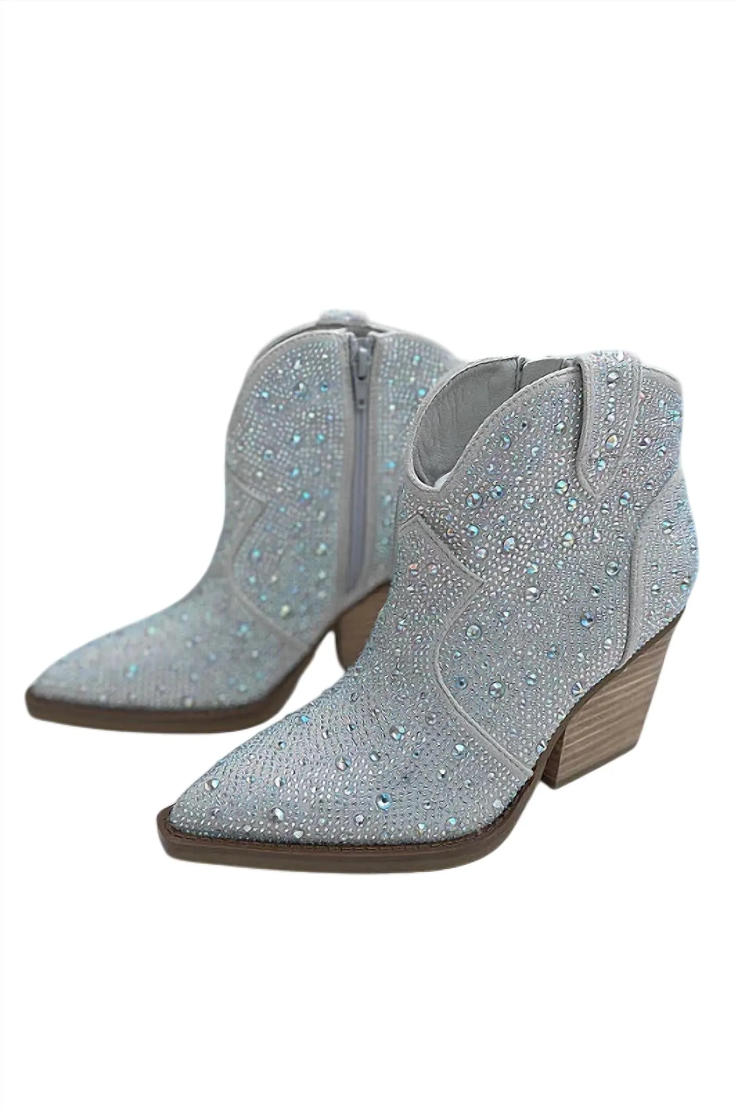 Women's Austin Rhinestone Ankle Boots In Silver Dynamic Arch Support