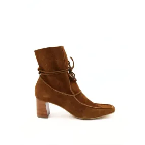 Solid Stitching Women's Awakening Ankle Booties In Tan Caramel Suede