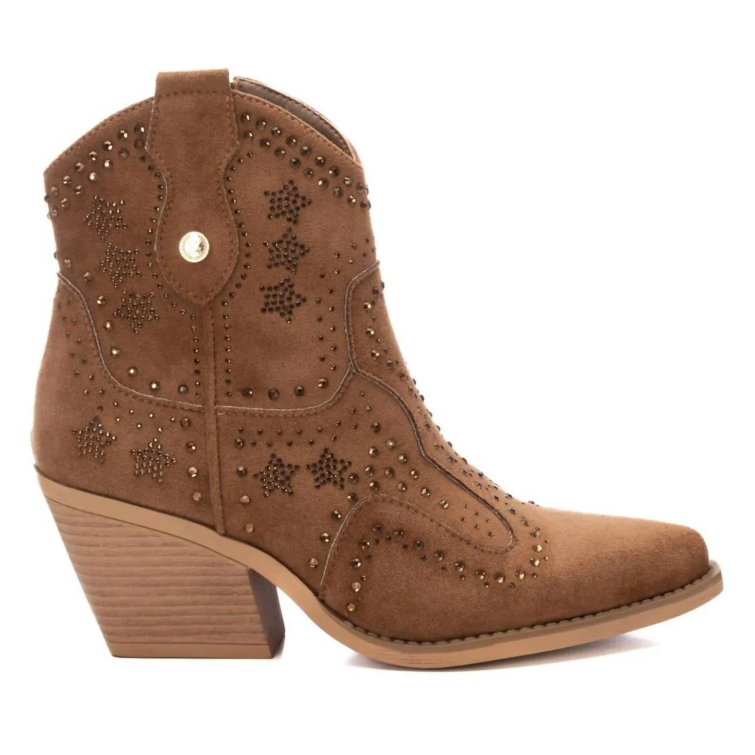 Women's Booties With Rhinestones In Taupe Modern Non-Slip Sole