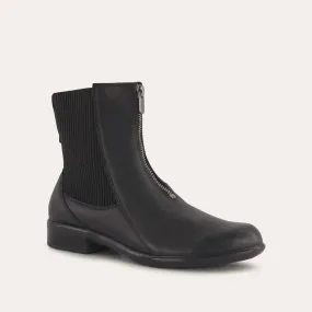 High Quality All Weather Mountain Climber Women's Bora Front Zip Boots - Medium In Soft Black Leather