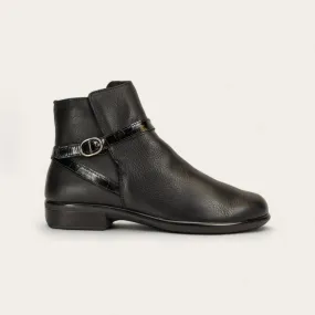 Women's Briza Ankle Boot In Soft Black/jet Black/black Croc Zip Fast