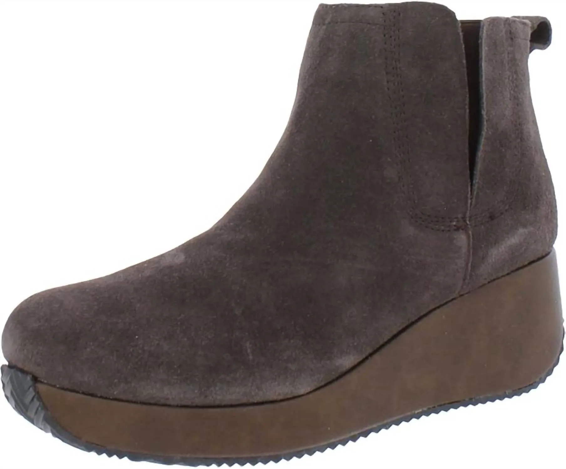 Women's Burlingham Suede Wedge Bootie In Brown Soft Leather Durable Shell Weekend Camping