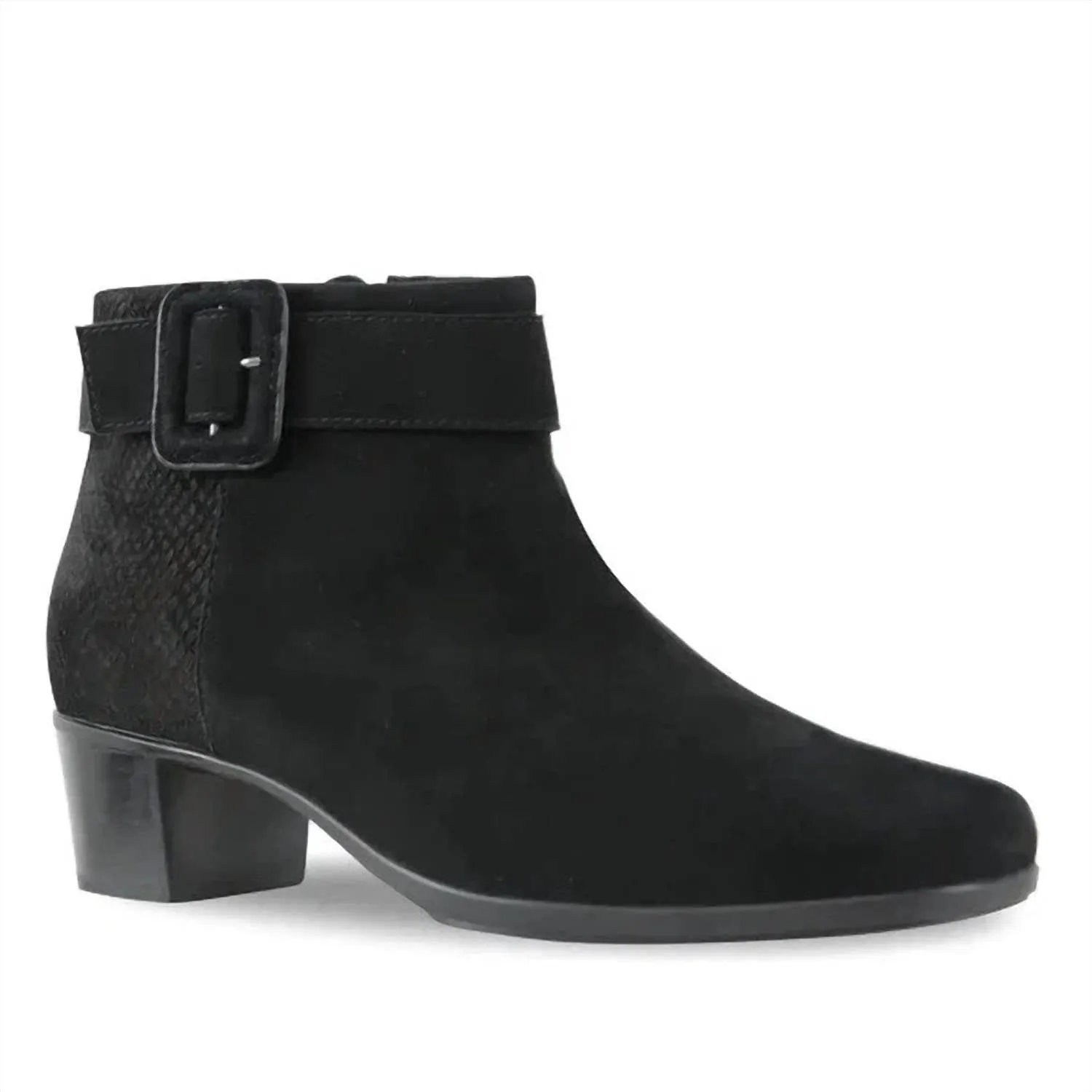 Women's Callie Ankle Booties In Black Suede Quick Lace System Contoured Heel Cup
