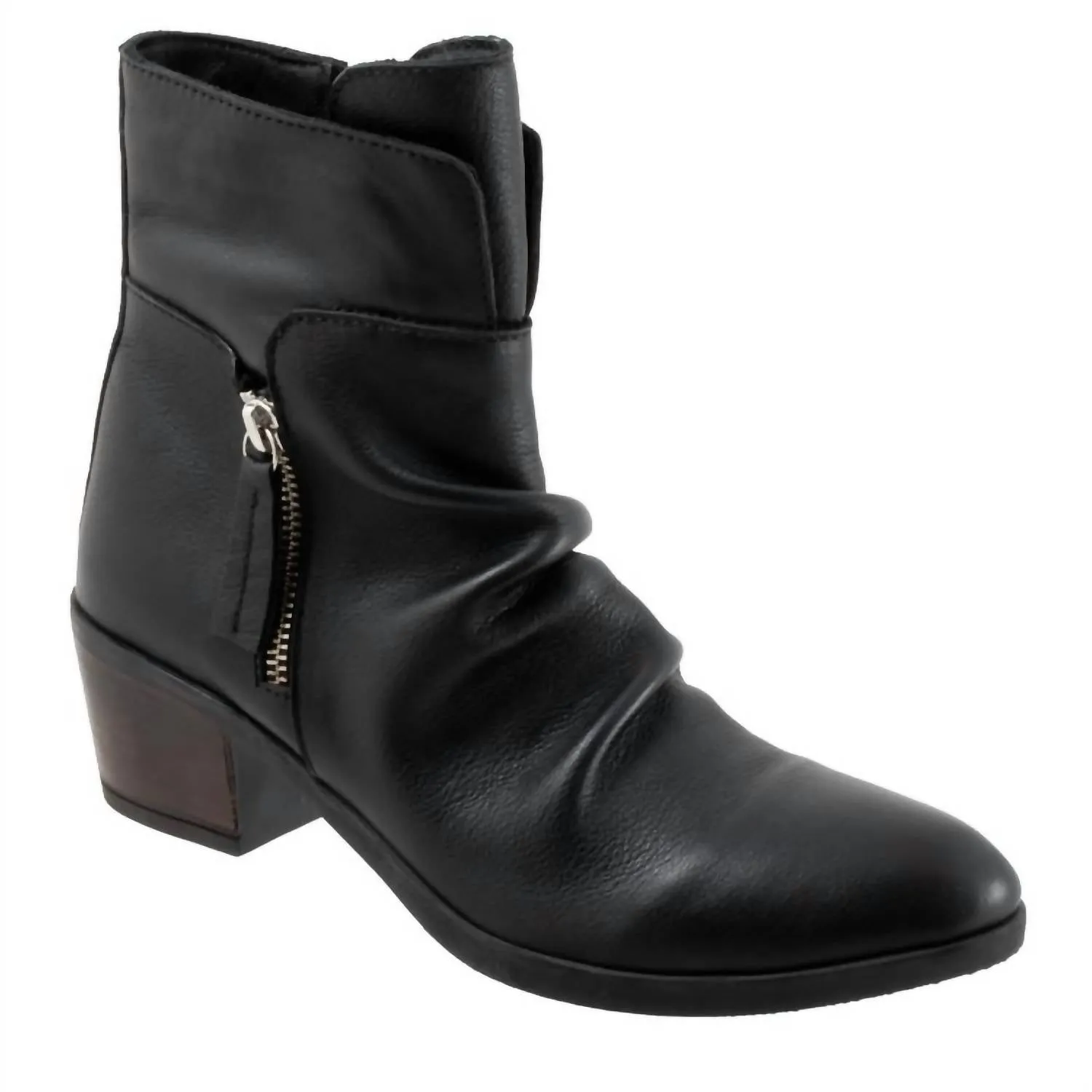 Women's Colbie Ruched Leather Boot In Black Breathable Comfort Seeker