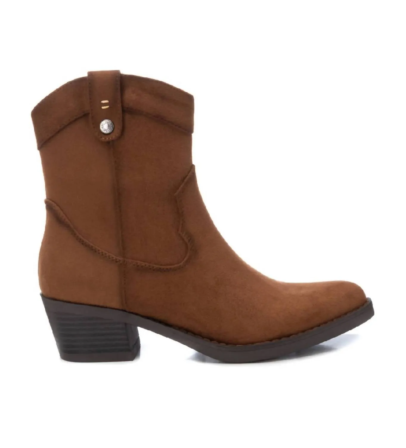 Women's Cowboy Ankle Booties In Camel Comfort Fit