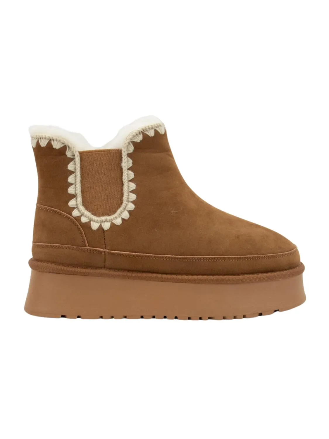 Protective Layer Women's Crochet Platform Boot In Camel