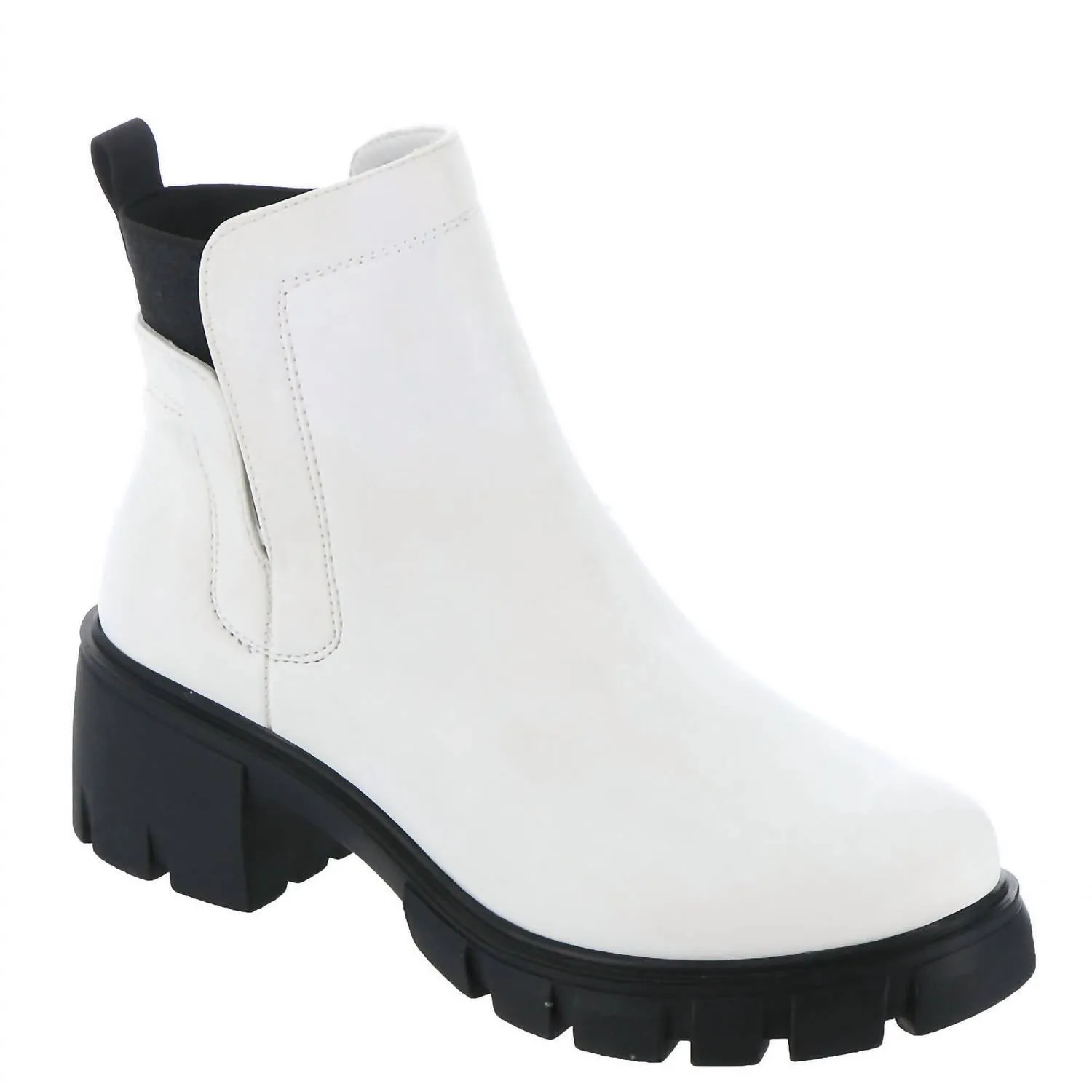 Women's Dana Bootie With Chunky Heel In White Construction Worker Feather Light Rural Traveler