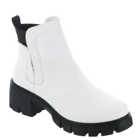 Women's Dana Bootie With Chunky Heel In White Trail Support