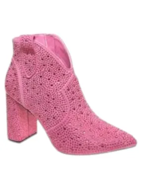 Women's Diva Rhinestone Boots In Pink Fur Trim