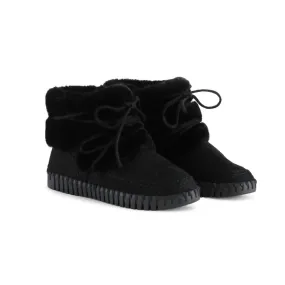 Breathable Cold Climate Comfortable bend Women's Faux Fur Boots In Black