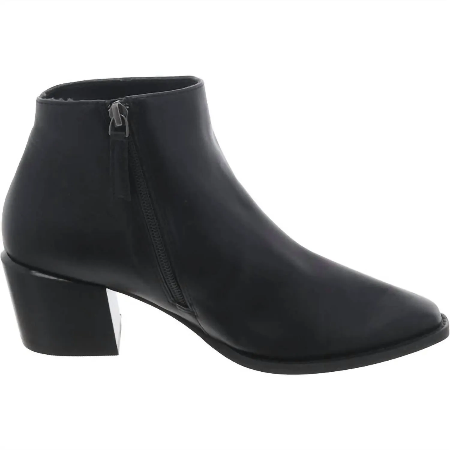Pull On Style gift pick Women's Faux Leather Block Heel Ankle Boots In Black