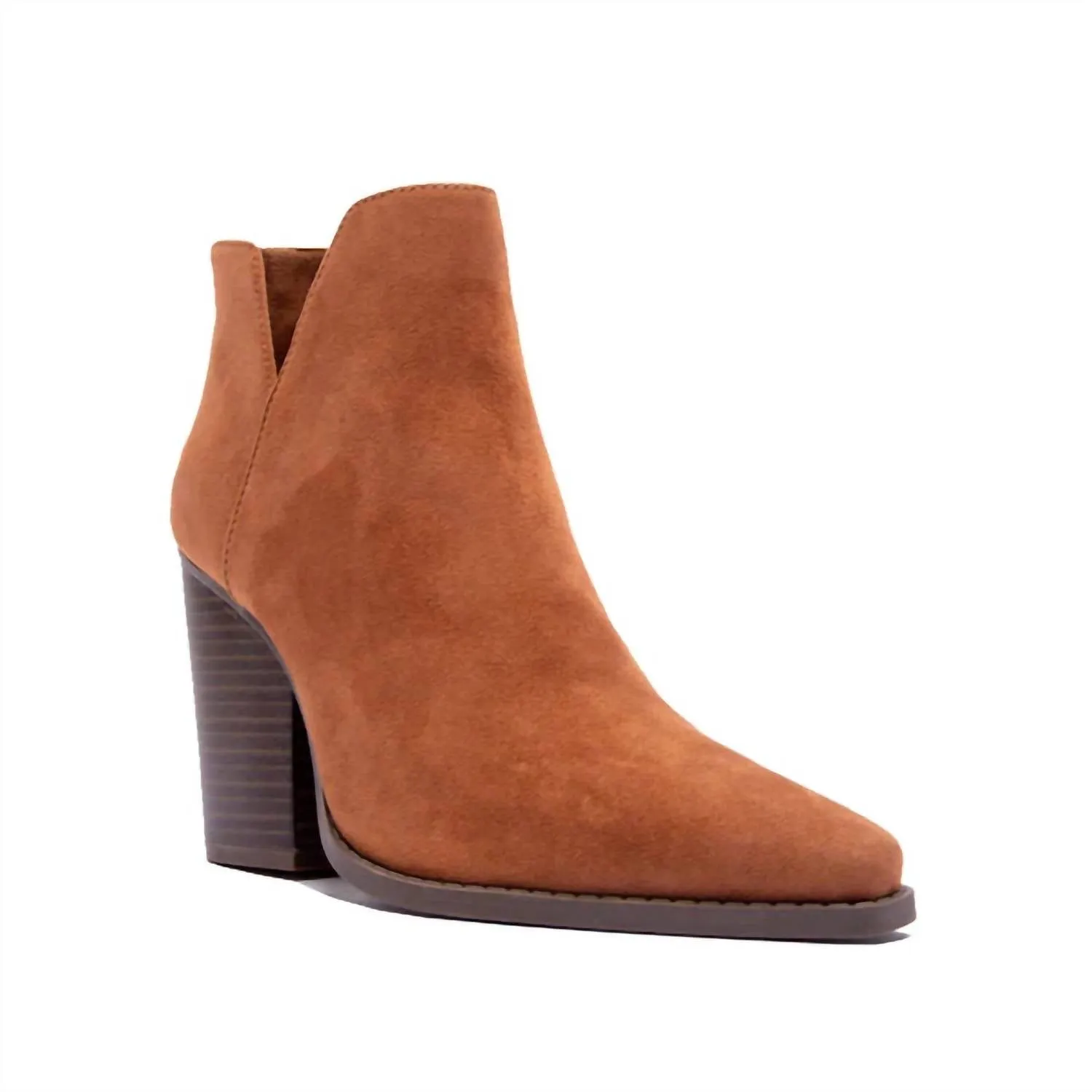 Women's Faux Suede Bootie In Camel ShockAbsorbing
