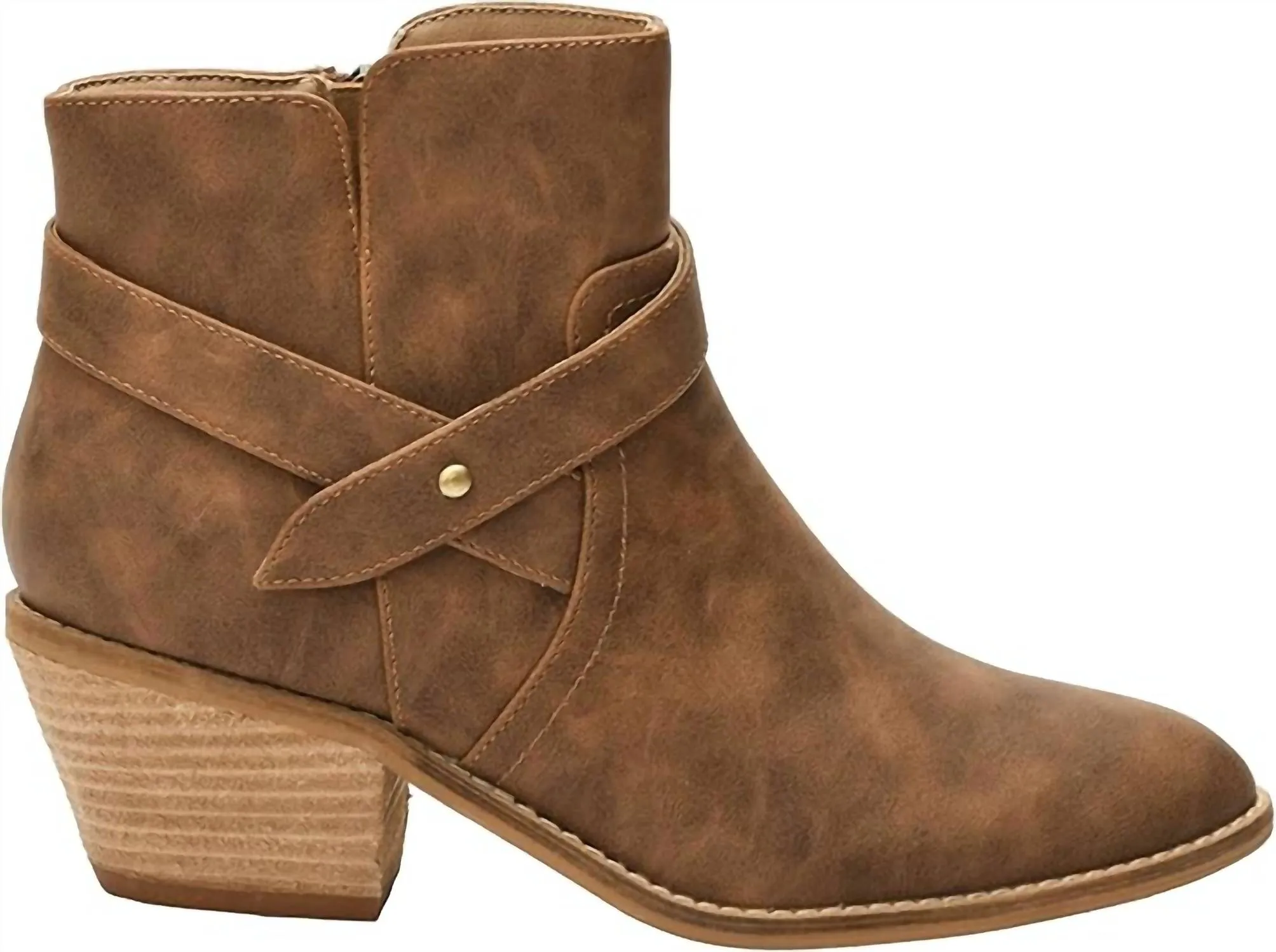 Women's Fed Up Ankle Bootie In Dark Cognac Seamless Comfort Rough Terrain