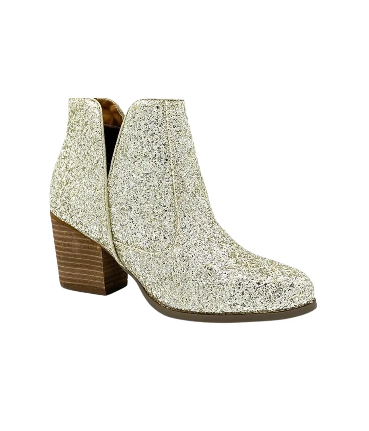 Women's Fiera Booties In Gold Comfortable Heel Counter