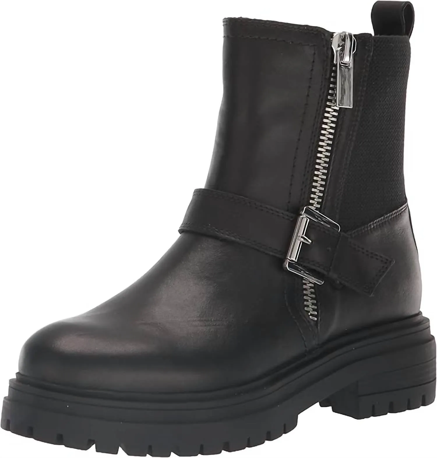 Women's Gatwick Fashion Boot In Black Leather Compact Frame Canvas Upper