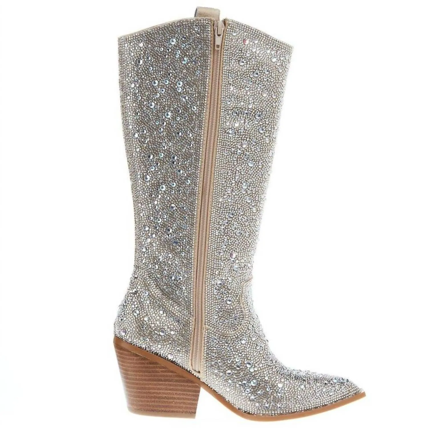 Women's Glitzy Boot In Clear Rhinestone Fall Ready