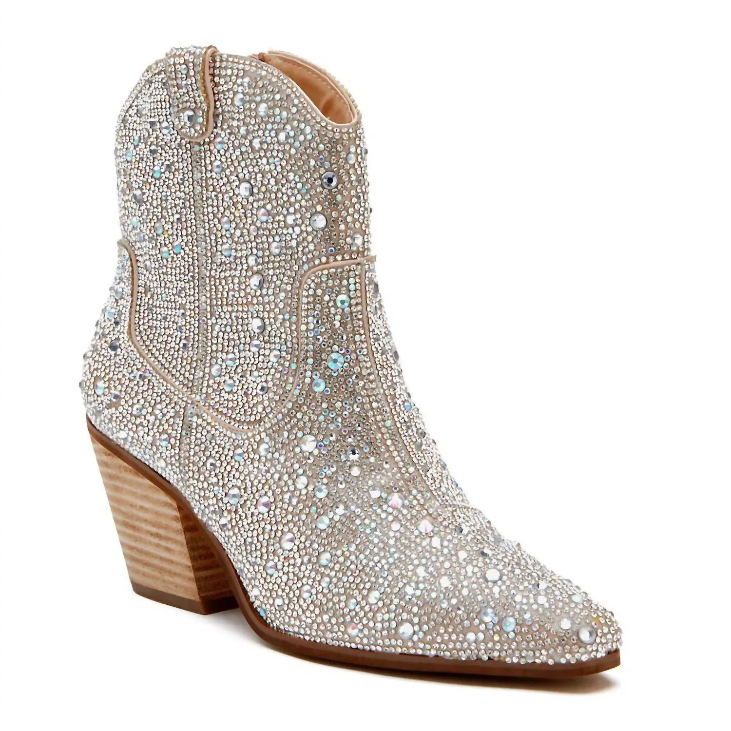 Women's Harlow Rhinestone Western Ankle Boots In Silver Outdoor Chore