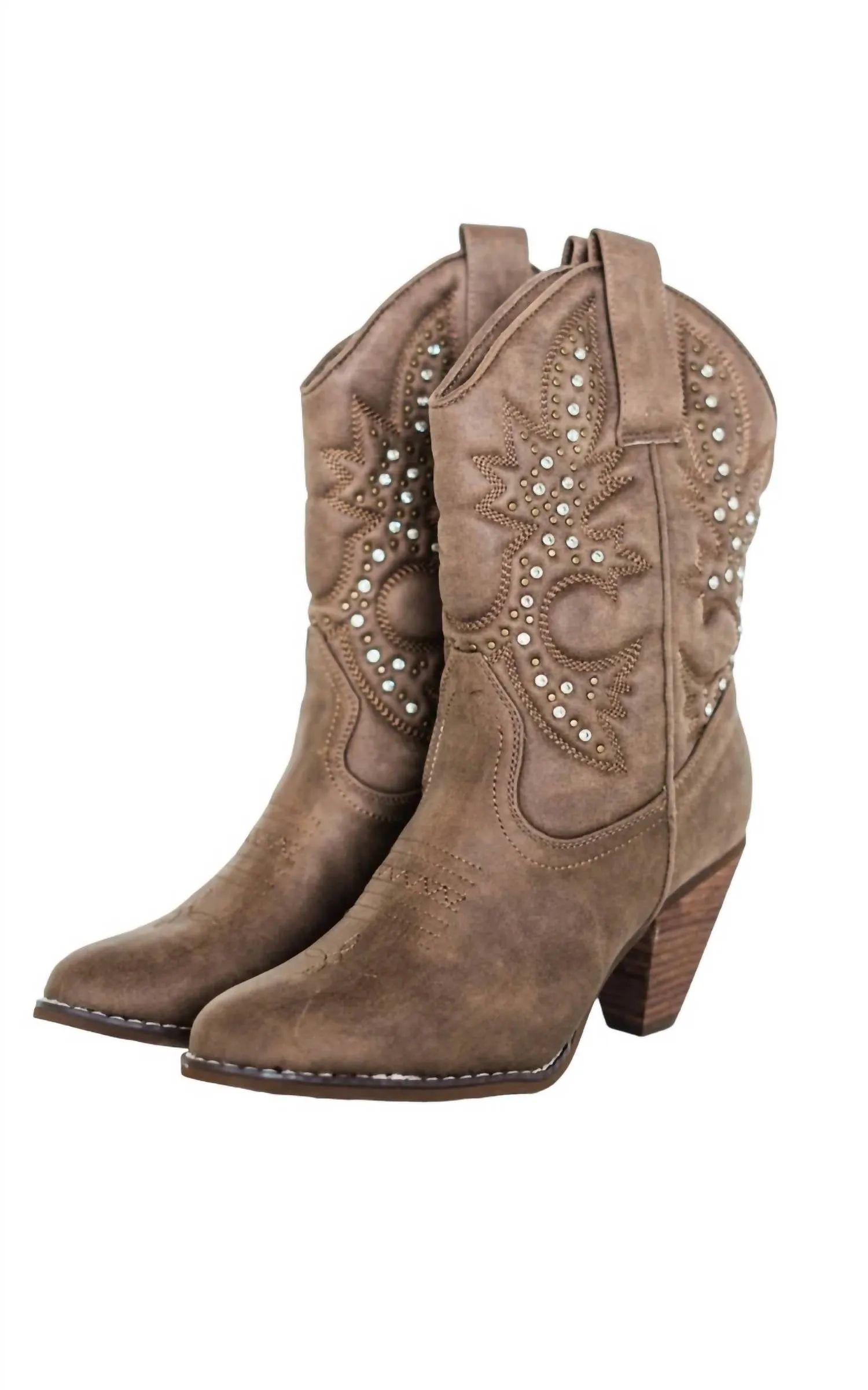 Women's Houston Western Boots In Taupe Rugged Walk