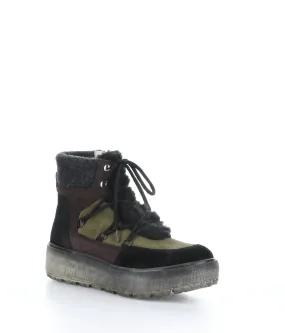 Women's Ideal Waterproof Boot In Black/olive/plum Padded collar