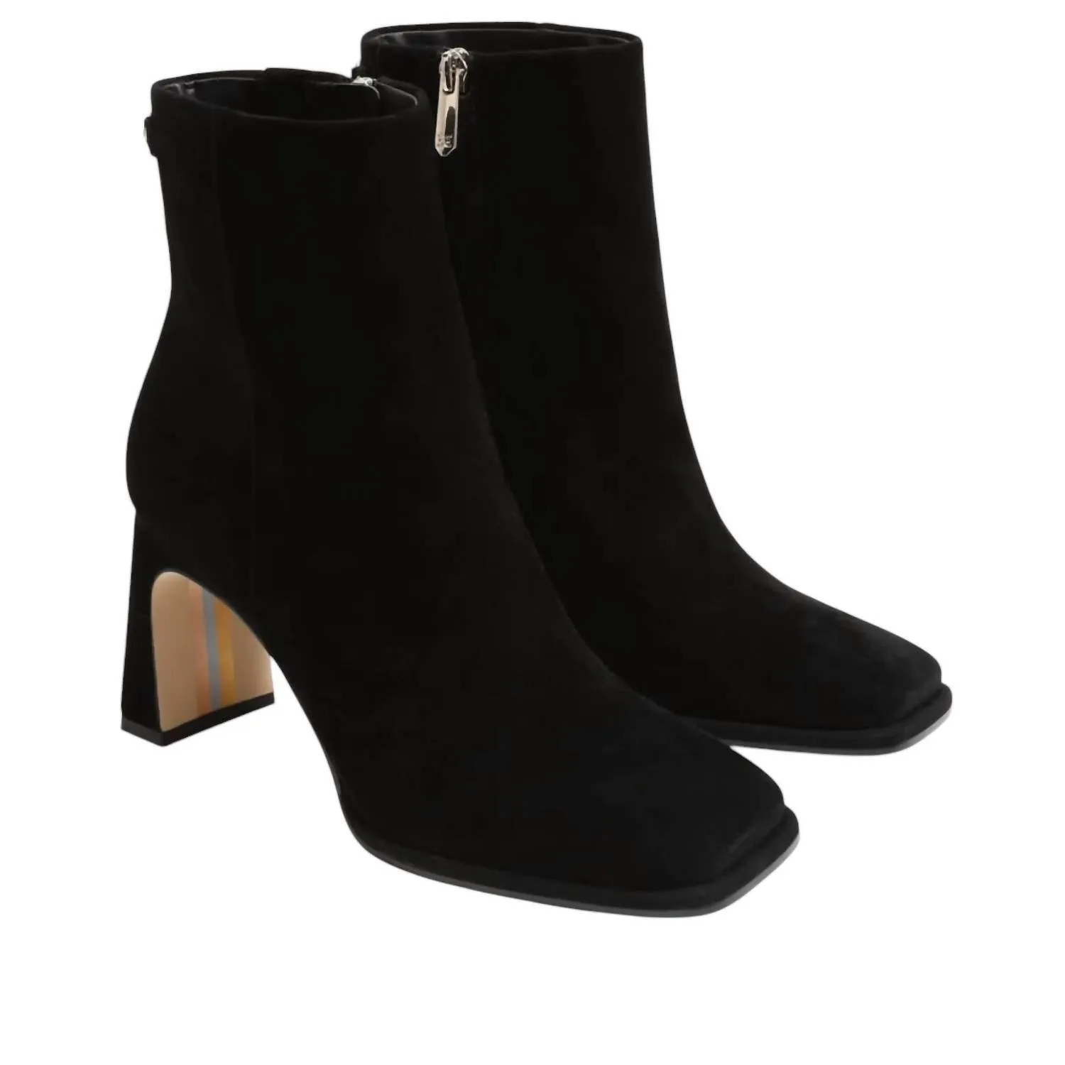 Women's Irie Square Toe Ankle Bootie In Black Suede Picnic Rain Safe
