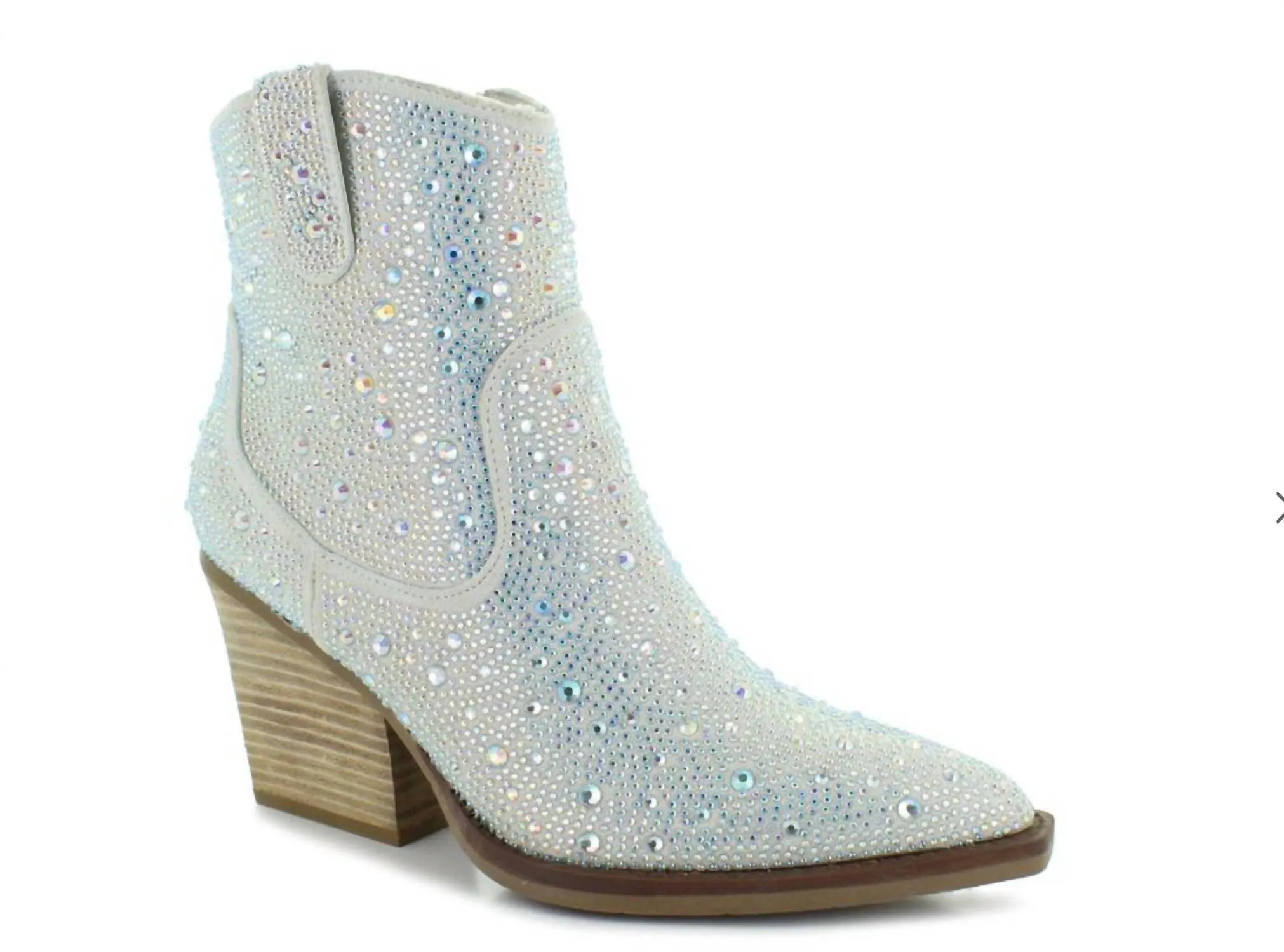 Women's Kady Rhinestone Studded Boots In Silver Comfort Lining Cold Weather Commuter