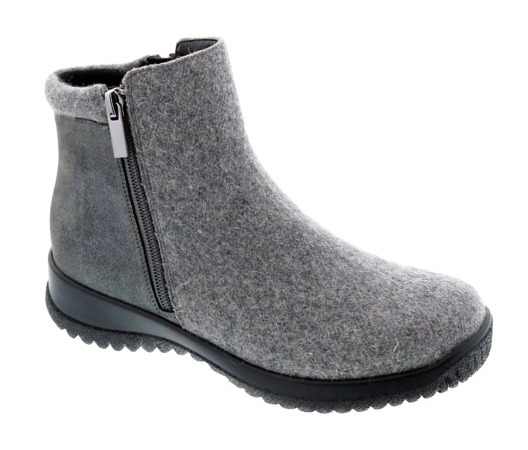 Women's Kool Suede Ankle Boot In Grey Kid Fun Seamless Stitching