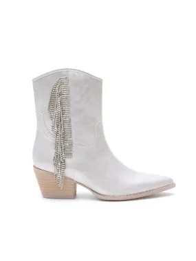 Women's Layla Rhinestone Fringe Bootie In Silver Extreme Grip