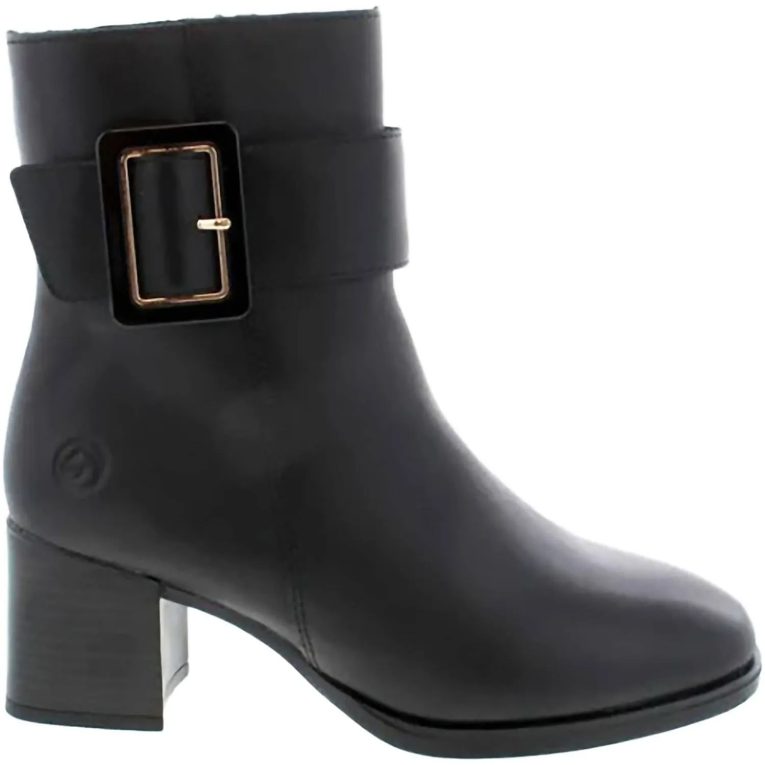 Women's Leather Ankle Boots In Black Cool Weather Stain Resistant