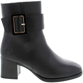 Women's Leather Ankle Boots In Black Cool Weather Stain Resistant