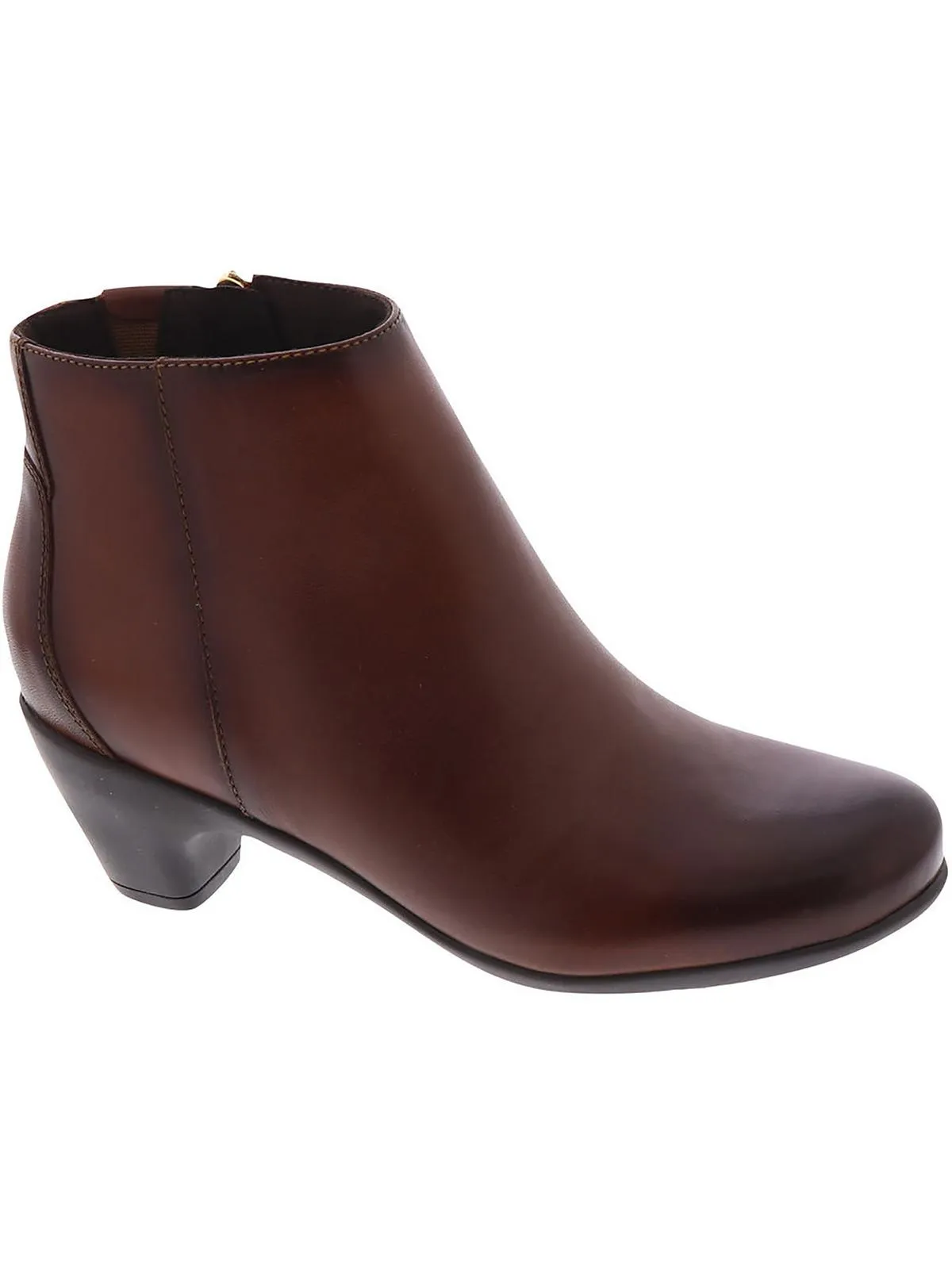 Womens Leather Block Heel Ankle Boots Rugged Built Hiking Trails