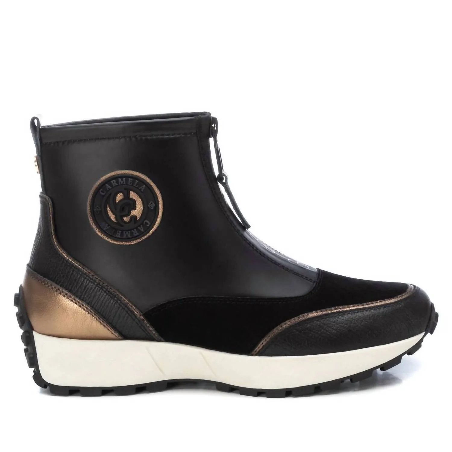 MemoryFoam Elasticated Women's Leather Booties In Black