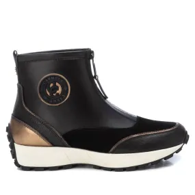 MemoryFoam Elasticated Women's Leather Booties In Black