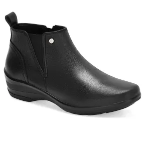 Zip Closure Women's Leather Versatile Booties In Black