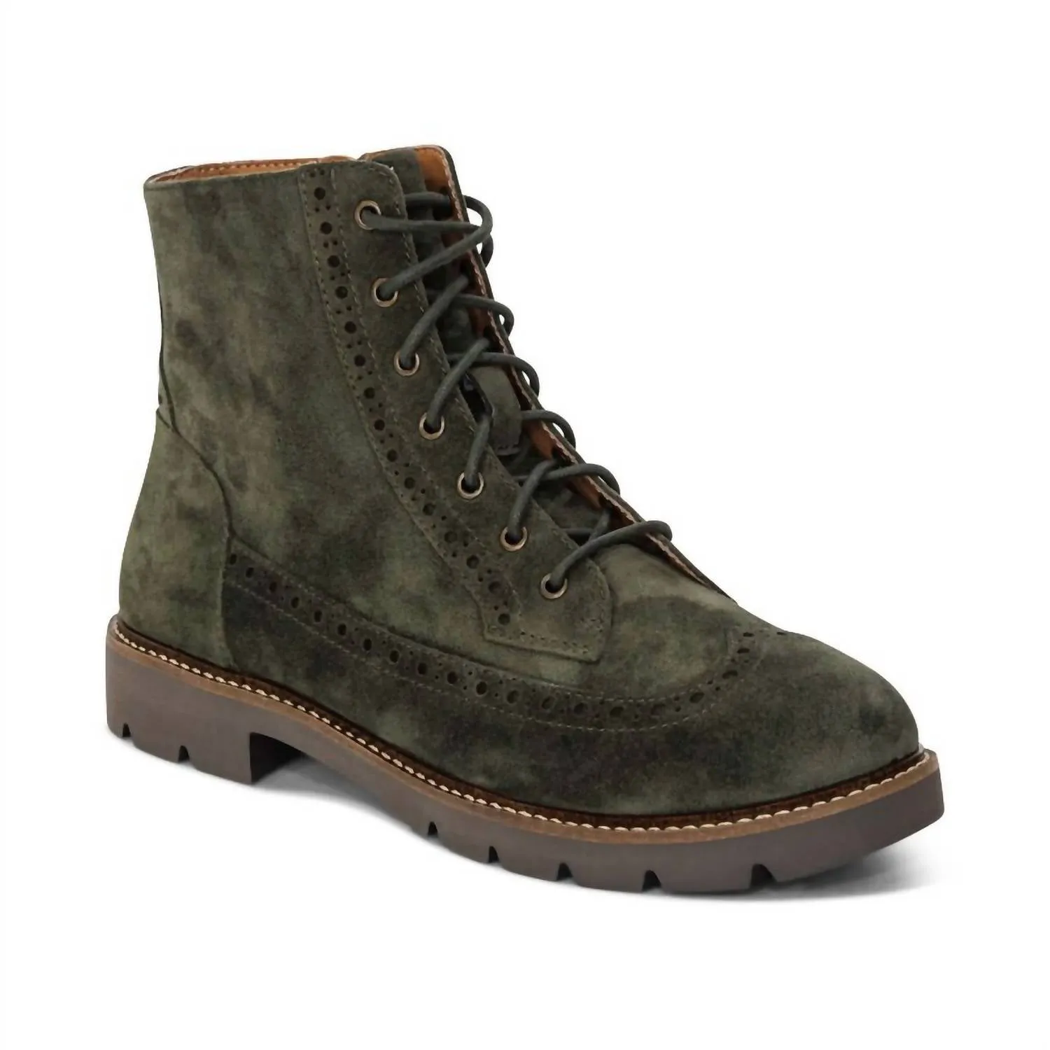 Durable Shell Cold Climate Odor Control Technology Women's Margot Brogue Lace-Up Boots In Dark Green