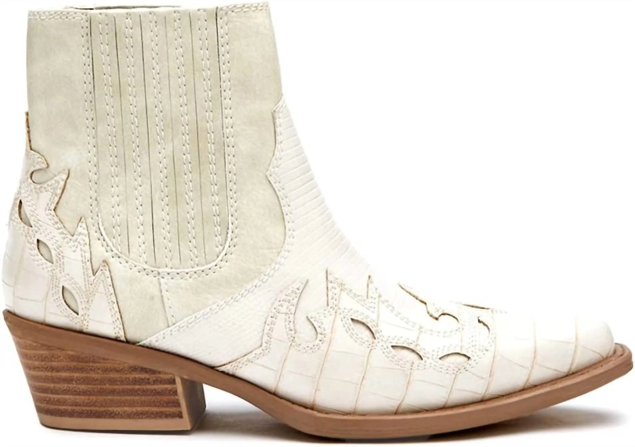 Women's Milo Western Bootie In Ivory Non-Slip Sole